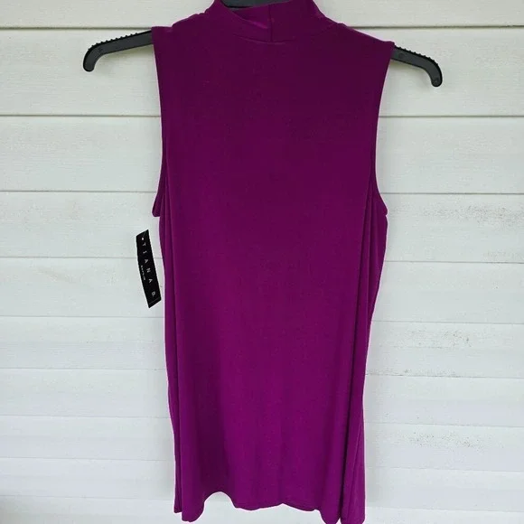TIANA B Women Sleeveless Keyhole‎ Neck Violet Red Mini A-line Dress Size 12P NWT - Picture 7 of 7
